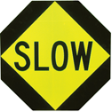 Traffic 40cm "STOP & SLOW" Paddle Diamond Grade 5' pole